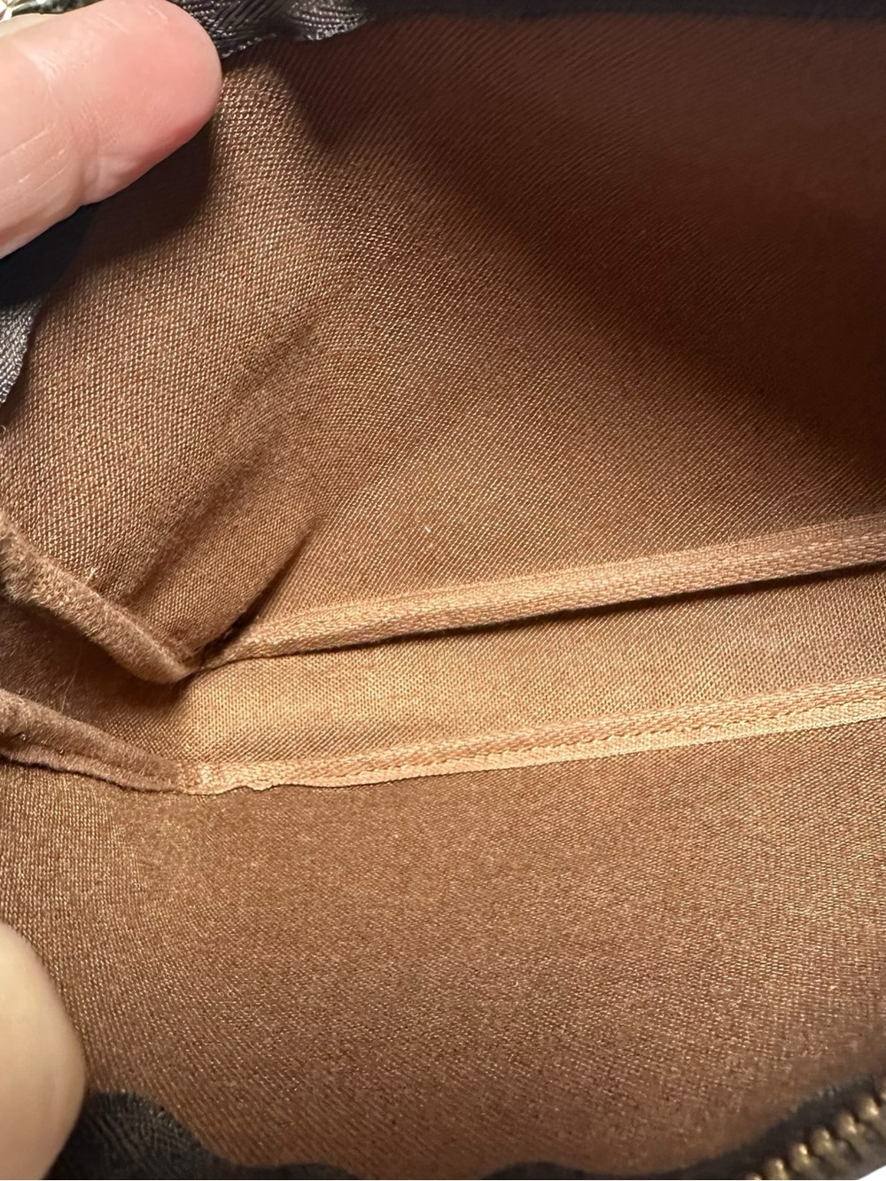 Louis Vuitton Brown Monogram Canvas Pochette with Tan Strap - Picture 10 of 15